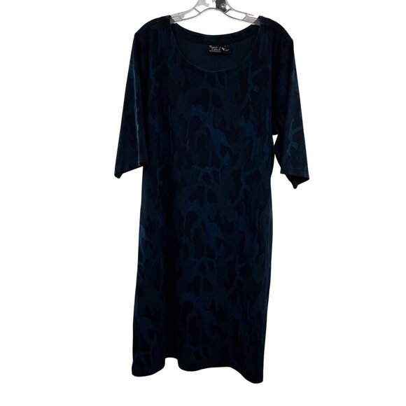 Women with Control Camouflage Sheath Dress Blue/Black Size XL Pockets - Picture 1 of 9